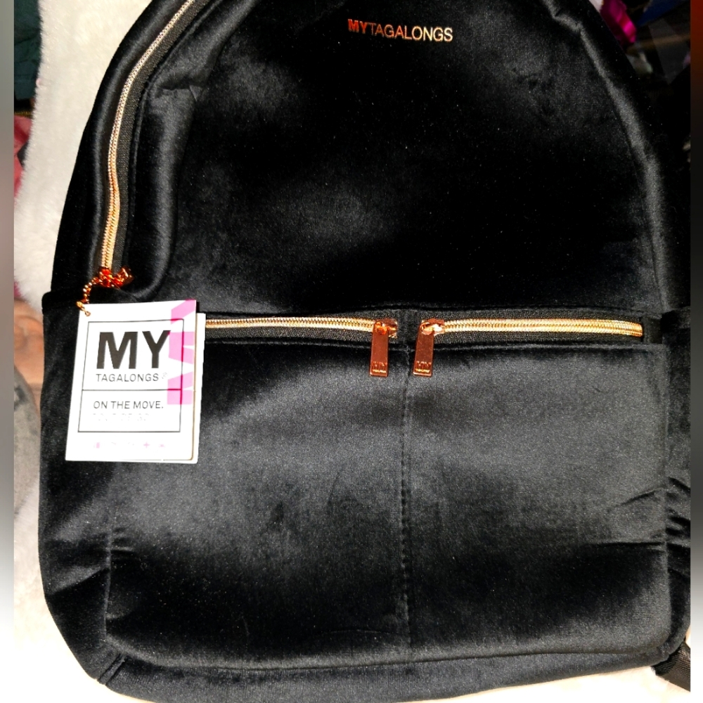 My Tagalongs Black Velvet Backpack with Gold hardware.  Brand New 💎